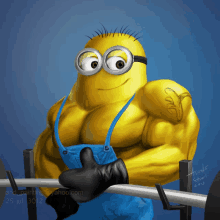 a cartoon of a minion lifting a barbell with the date 25 juli 2012