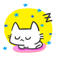 a cartoon cat is sleeping under a starry sky