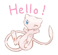 a drawing of a pink cat with the words hello written above it