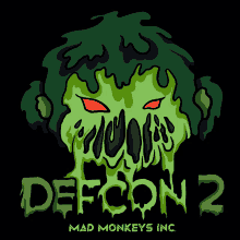 a logo for mad monkeys inc. with a green monster