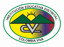 a logo for colombia viva with mountains and the sun