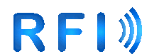 the word rfi is written in blue letters