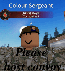 a video game character with the name colour sergeant on top