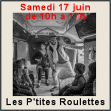 a poster for les p'tites roulettes shows a group of people