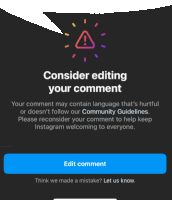 a screen that says consider editing your comment with a blue edit comment button