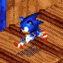 a pixel art drawing of sonic the hedgehog running