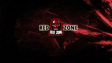 a red zone logo with a skull on a red background