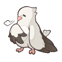 a cartoon drawing of a white and brown bird