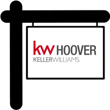 a sign that says " kw hoover keller williams " on it