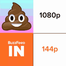 a picture of a poop next to a 1080p and 144p logo