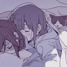 a drawing of two girls sleeping next to each other