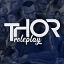 the logo for thor roleplay is a group of people sitting in a room .