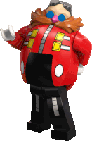 a lego figure of eggman with a mustache and goggles on