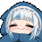 a girl with white hair and blue eyes is wrapped in a shark blanket .