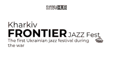 a logo for kharkiv frontier jazz fest which is the first ukrainian jazz festival during the war