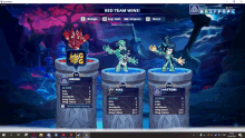 a screenshot of a video game with the words red team wins