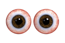 a pair of bloodshot eyes with brown irises