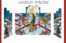 a grinch throne poster with a christmas scene