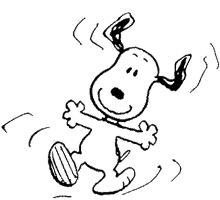 a black and white drawing of snoopy the dog