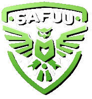 a green and white logo for safuu with an owl on it