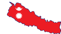 a red and white map of nepal with a white star