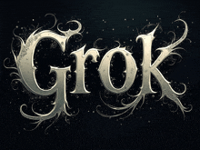 a black background with the word grok written in silver