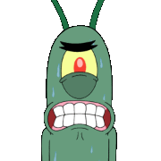 a cartoon character from spongebob squarepants has a big mouth and a red eye