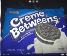 a package of creme betweens sandwich cookies