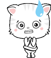 a cartoon cat with a blue tear coming out of its head