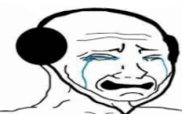 a cartoon of a man wearing headphones and crying with tears running down his face .