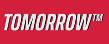 a red background with white text that says tomorrow