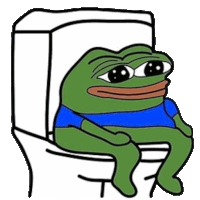 a green frog is sitting on a toilet with his legs crossed .