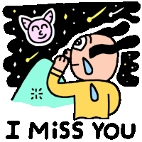 a cartoon of a man crying and the words i miss you