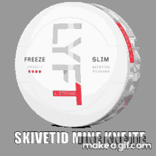 a can of lyf freeze slim nicotine pouches on a gray background