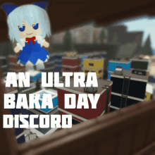 a poster for an ultra baka day discord with a picture of a city