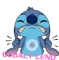 a cartoon of stitch with the words cobalt lend written below it