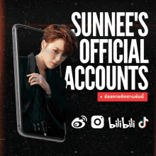 a poster for sunnee 's official accounts has a picture of a man on it