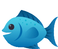 a cartoon drawing of a blue fish with dots on it 's body