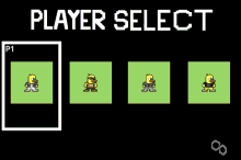 a player select screen for a video game with a yellow square with p1 in it