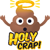 a cartoon illustration of a poop with the words holy crap written below it