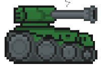 a pixel art drawing of a green tank with a smoke coming out of it .