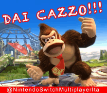 a picture of donkey kong with dai cazzo written on the bottom