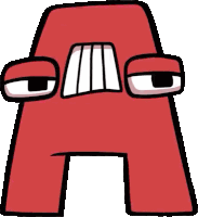 a cartoon drawing of a red letter a with a funny face