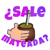 a cartoon drawing of a hand holding a cup with a straw and the words sale mateada below it