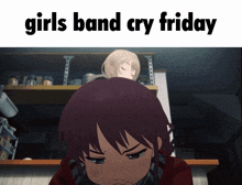 a picture of a girl with the words girls band cry friday below her