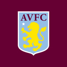 an avfc logo with a lion and a star on a maroon background