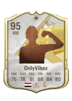 a soccer card with the name onlyvibez and the number 95 am