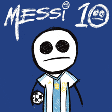 a drawing of a person holding a soccer ball with messi 10 written on the top