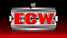 a wrestling logo that says ecw in red