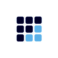 a blue and white grid of squares on a white background .